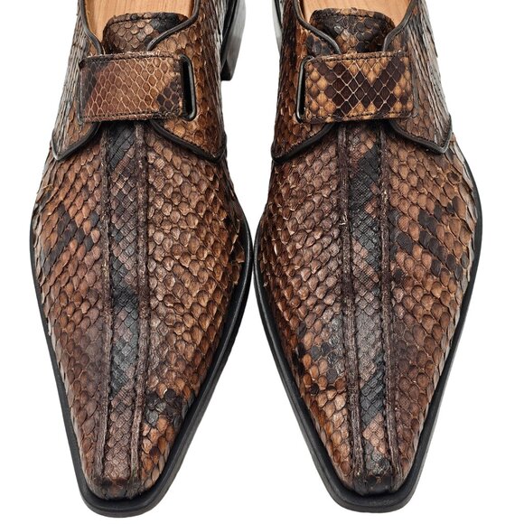 Aldo Brue Other - Exotic Python Snake skin Aldo Brue Italy Mens size 8.5 Brown Loafers Dress Shoes